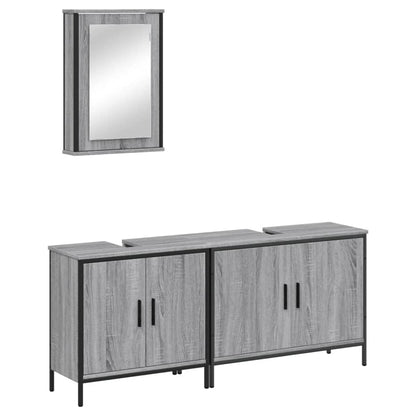 Set Mobili da Bagno 3 pz Grigio Sonoma in Legno Multistrato | homemem39