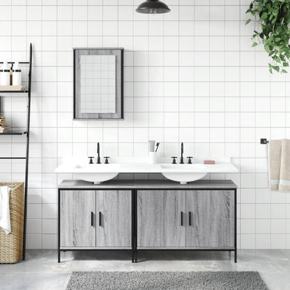 Set Mobili da Bagno 3 pz Grigio Sonoma in Legno Multistrato | homemem39