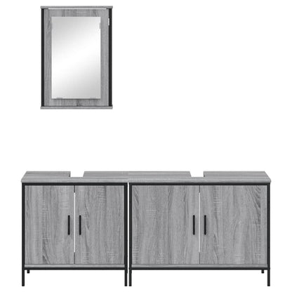 Set Mobili da Bagno 3 pz Grigio Sonoma in Legno Multistrato | homemem39