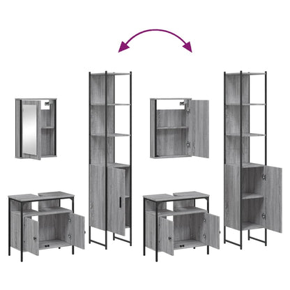 Set Mobili da Bagno 3 pz Grigio Sonoma in Legno Multistrato | homemem39