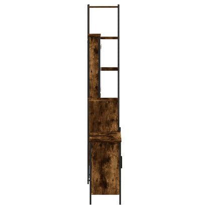 Set Mobili da Bagno 3 pz Rovere Fumo in Legno Multistrato