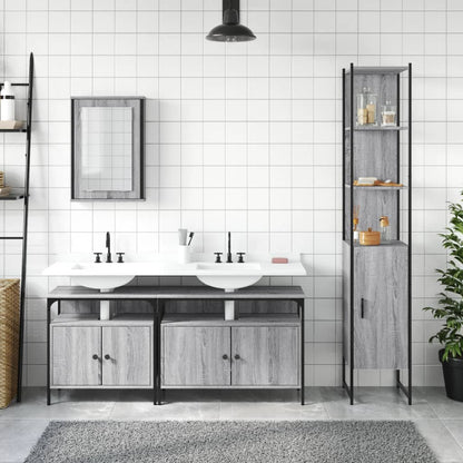 Set Mobili da Bagno 4 pz Grigio Sonoma in Legno Multistrato | homemem39