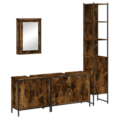 Set Mobili da Bagno 4 pz Rovere Fumo in Legno Multistrato | homemem39