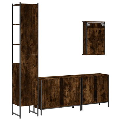 Set Mobili da Bagno 4 pz Rovere Fumo in Legno Multistrato | homemem39