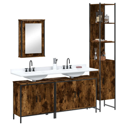 Set Mobili da Bagno 4 pz Rovere Fumo in Legno Multistrato | homemem39