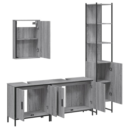 Set Mobili da Bagno 4 pz Grigio Sonoma in Legno Multistrato | homemem39