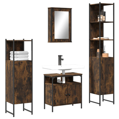 Set Mobili da Bagno 4 pz Rovere Fumo in Legno Multistrato | homemem39