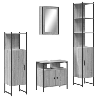 Set Mobili da Bagno 4 pz Grigio Sonoma in Legno Multistrato | homemem39