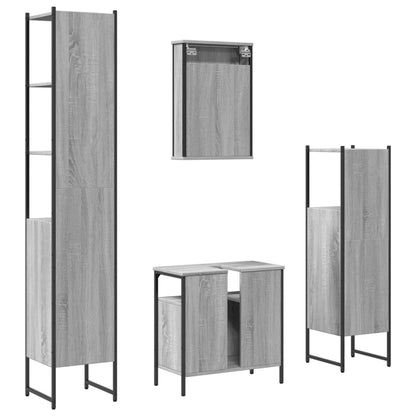 Set Mobili da Bagno 4 pz Grigio Sonoma in Legno Multistrato | homemem39