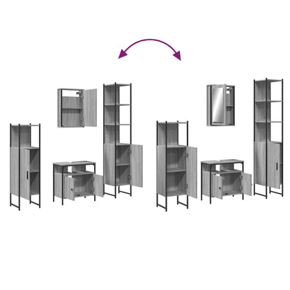 Set Mobili da Bagno 4 pz Grigio Sonoma in Legno Multistrato | homemem39
