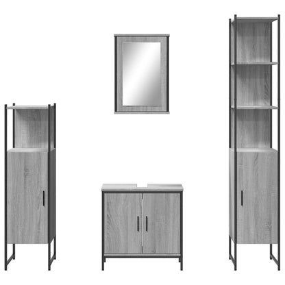 Set Mobili da Bagno 4 pz Grigio Sonoma in Legno Multistrato | homemem39