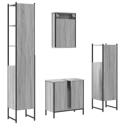Set Mobili da Bagno 4 pz Grigio Sonoma in Legno Multistrato | homemem39