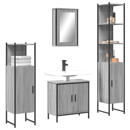 Set Mobili da Bagno 4 pz Grigio Sonoma in Legno Multistrato | homemem39