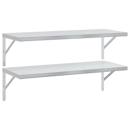 Mensole a Muro 2 pz 100x40 cm Argento in Acciaio Inossidabile | homemem39