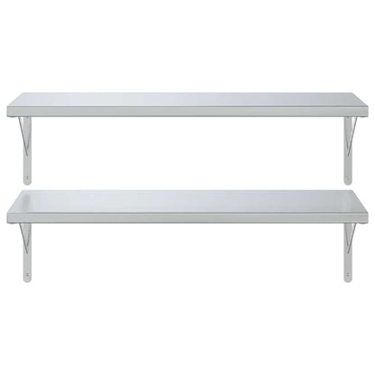 Mensole a Muro 2 pz 100x40 cm Argento in Acciaio Inossidabile | homemem39
