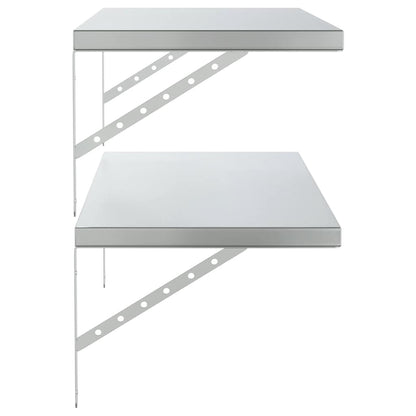 Mensole a Muro 2 pz 100x40 cm Argento in Acciaio Inossidabile | homemem39