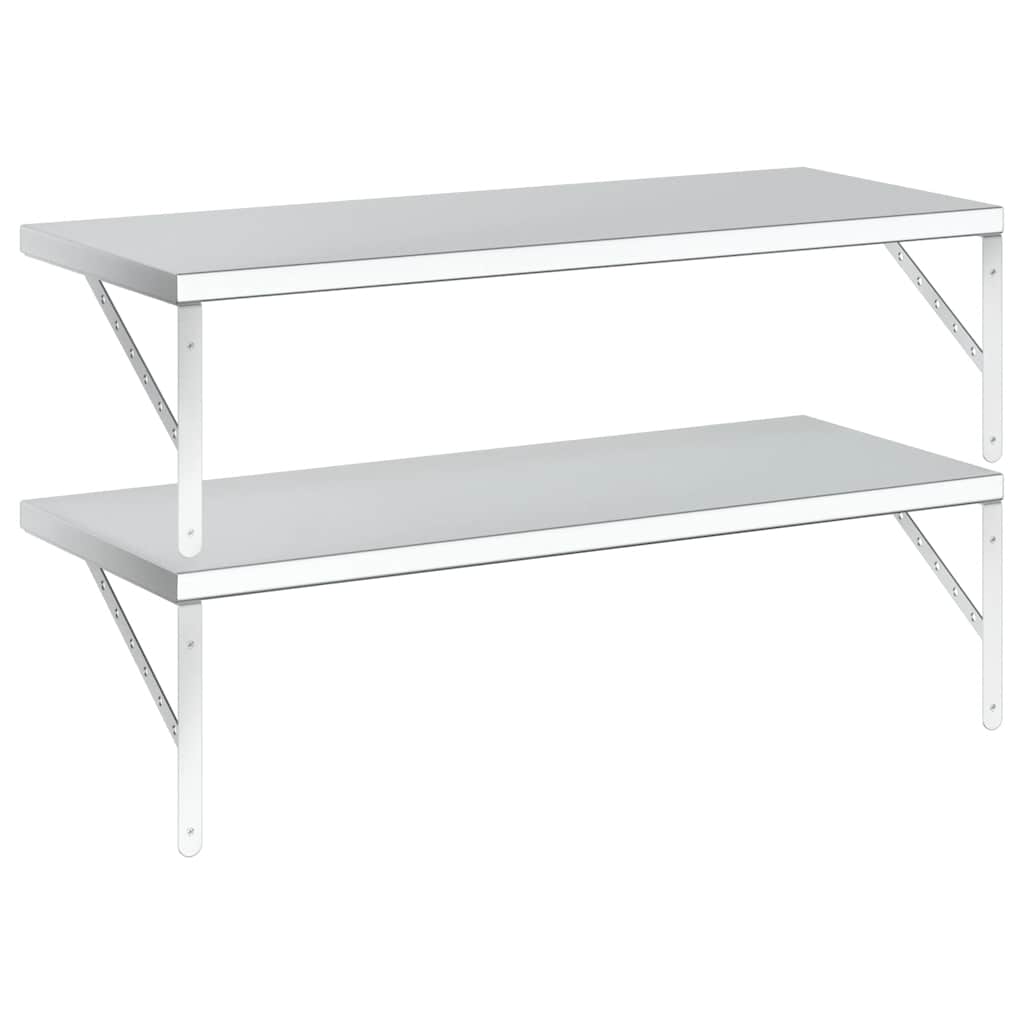Mensole a Muro 2 pz 100x40 cm Argento in Acciaio Inossidabile | homemem39