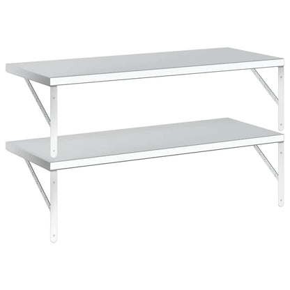 Mensole a Muro 2 pz 100x40 cm Argento in Acciaio Inossidabile | homemem39
