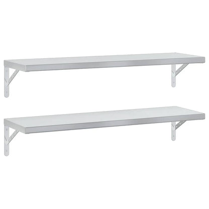 Mensole a Muro 2 pz 100x30 cm Argento in Acciaio Inossidabile | homemem39