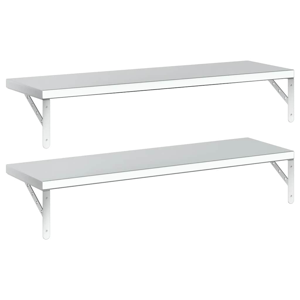 Mensole a Muro 2 pz 100x30 cm Argento in Acciaio Inossidabile | homemem39
