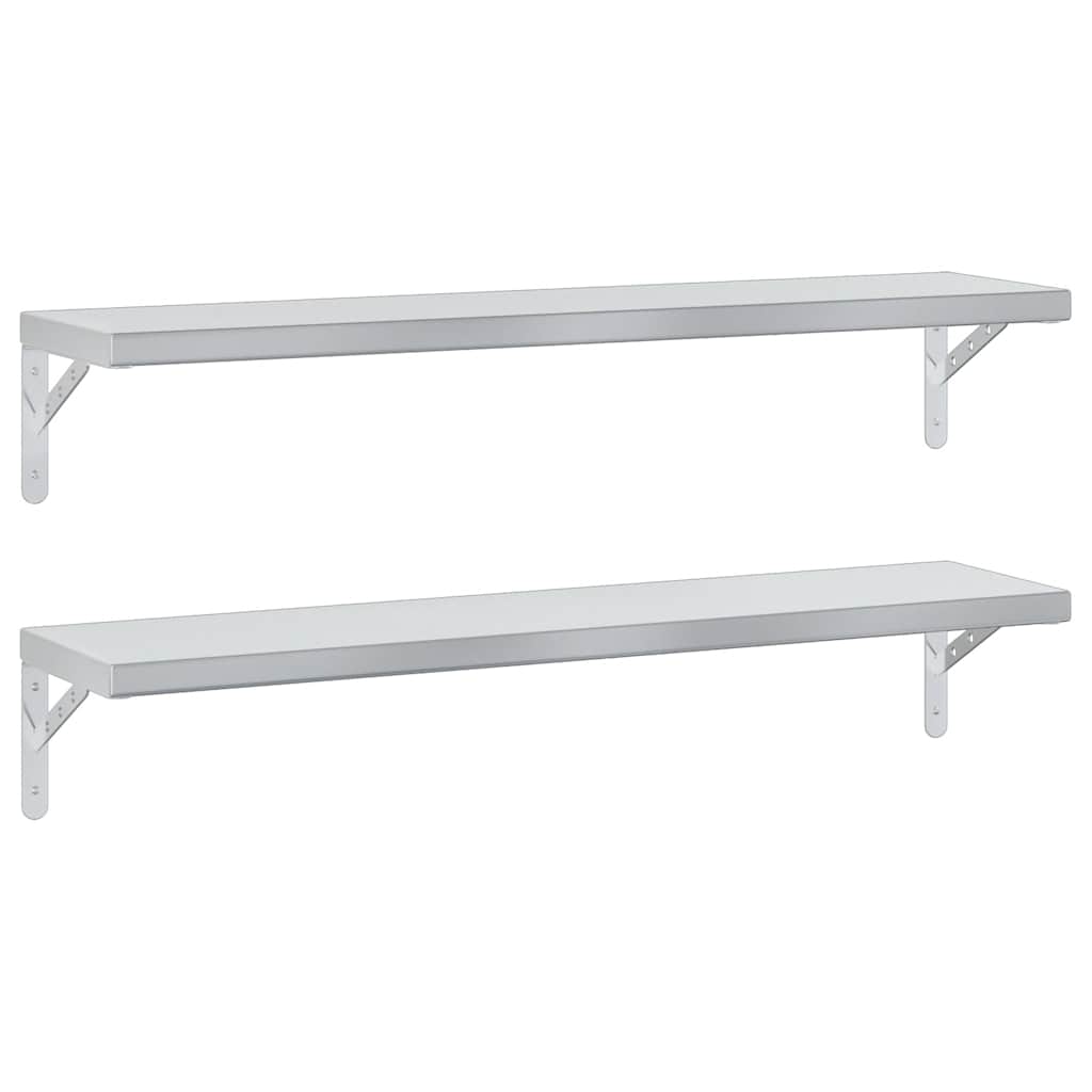 Mensole a Muro 2 pz 100x23,5 cm Argento in Acciaio Inossidabile | homemem39