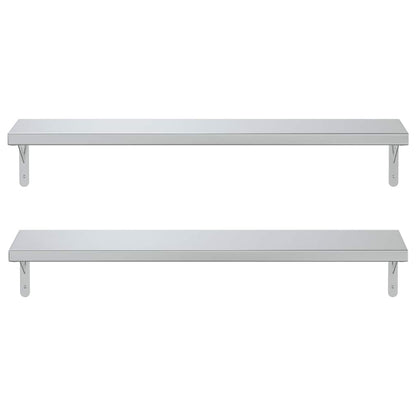 Mensole a Muro 2 pz 100x23,5 cm Argento in Acciaio Inossidabile | homemem39