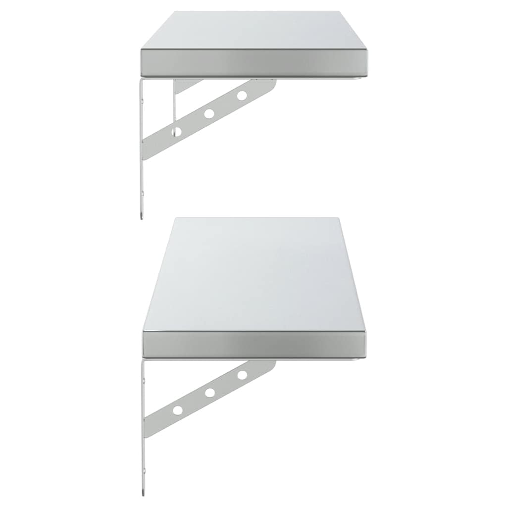 Mensole a Muro 2 pz 100x23,5 cm Argento in Acciaio Inossidabile | homemem39