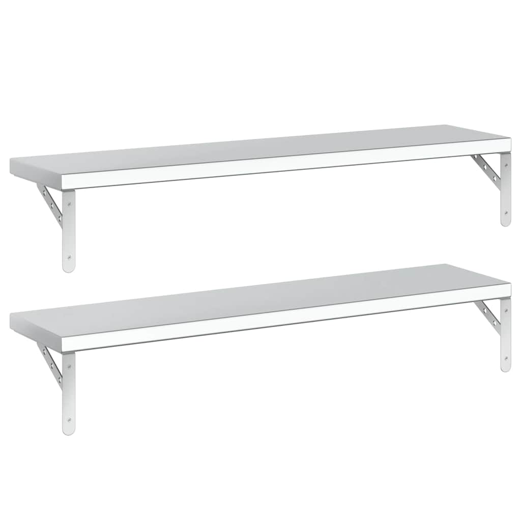 Mensole a Muro 2 pz 100x23,5 cm Argento in Acciaio Inossidabile | homemem39