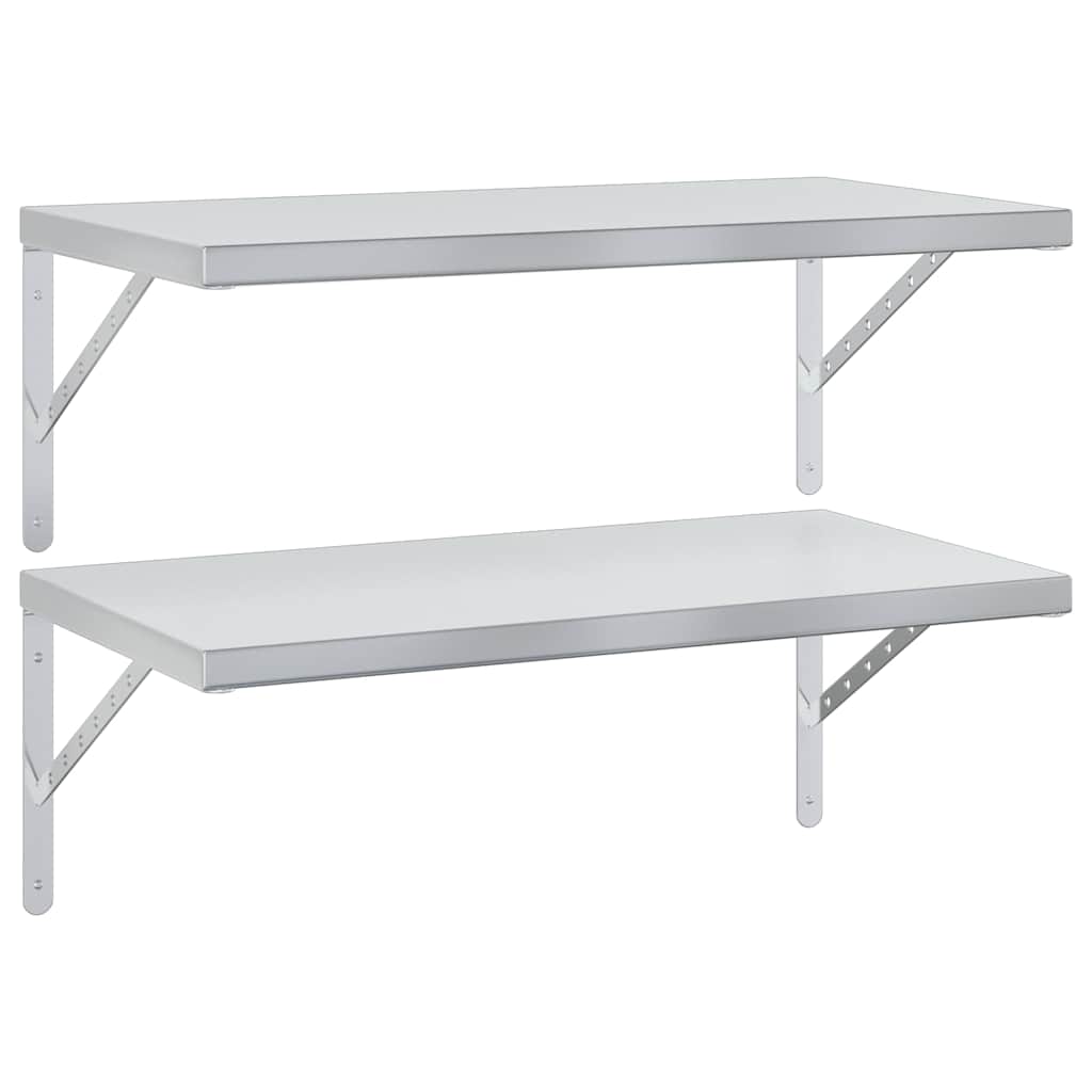 Mensole a Muro 2 pz 75x40 cm Argento in Acciaio Inossidabile | homemem39