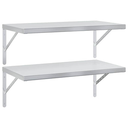 Mensole a Muro 2 pz 75x40 cm Argento in Acciaio Inossidabile | homemem39