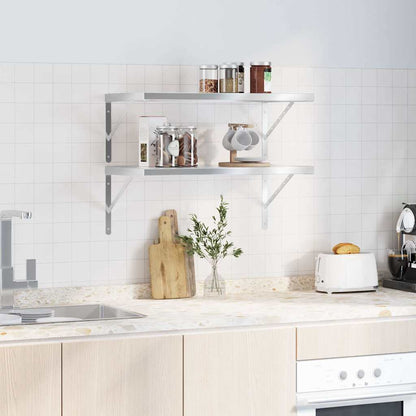 Mensole a Muro 2 pz 75x40 cm Argento in Acciaio Inossidabile | homemem39