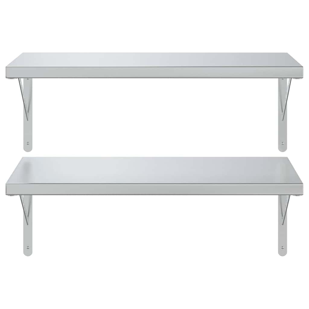 Mensole a Muro 2 pz 75x40 cm Argento in Acciaio Inossidabile | homemem39