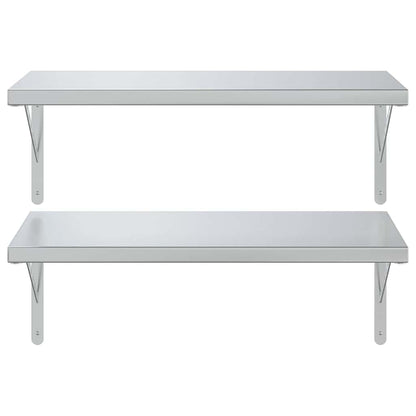 Mensole a Muro 2 pz 75x40 cm Argento in Acciaio Inossidabile | homemem39