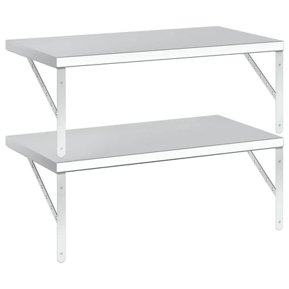 Mensole a Muro 2 pz 75x40 cm Argento in Acciaio Inossidabile | homemem39