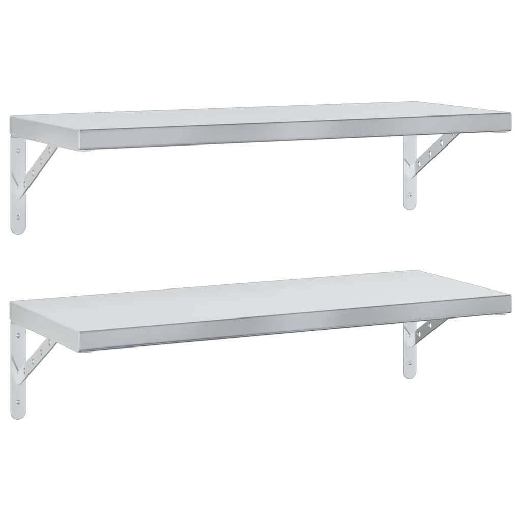 Mensole a Muro 2 pz 75x30 cm Argento in Acciaio Inossidabile | homemem39