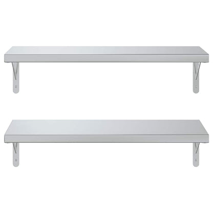 Mensole a Muro 2 pz 75x30 cm Argento in Acciaio Inossidabile | homemem39