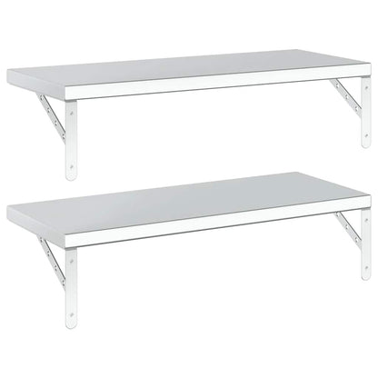 Mensole a Muro 2 pz 75x30 cm Argento in Acciaio Inossidabile | homemem39