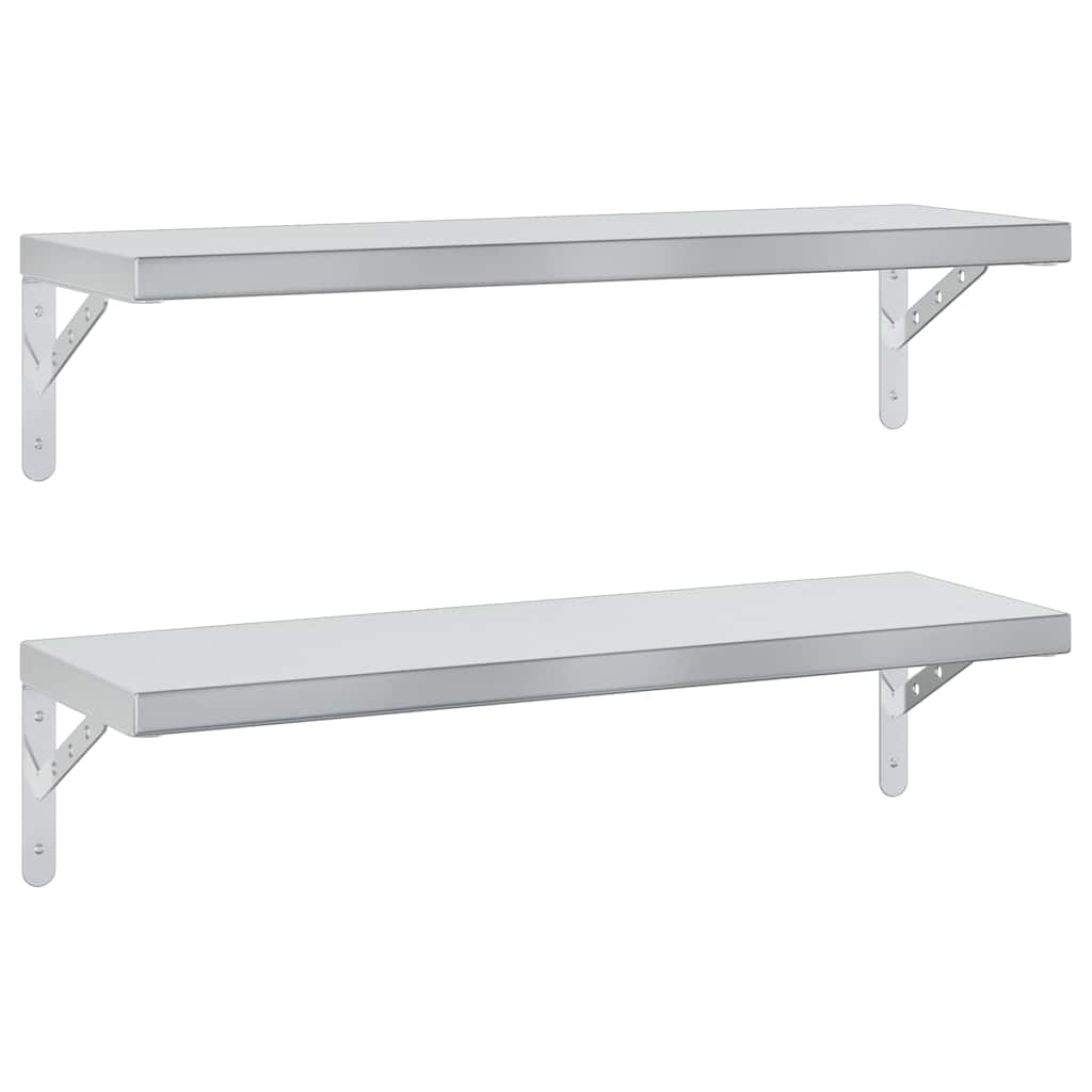 Mensole a Muro 2 pz 75x23,5 cm Argento in Acciaio Inossidabile