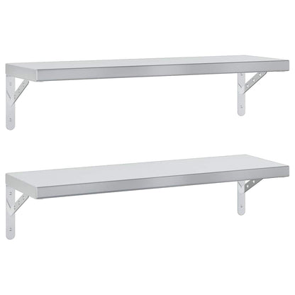 Mensole a Muro 2 pz 75x23,5 cm Argento in Acciaio Inossidabile