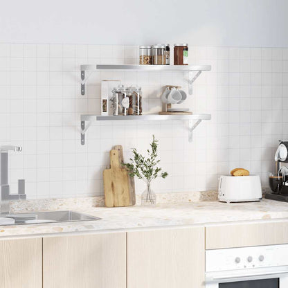 Mensole a Muro 2 pz 75x23,5 cm Argento in Acciaio Inossidabile | homemem39