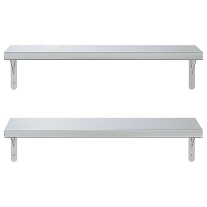 Mensole a Muro 2 pz 75x23,5 cm Argento in Acciaio Inossidabile | homemem39