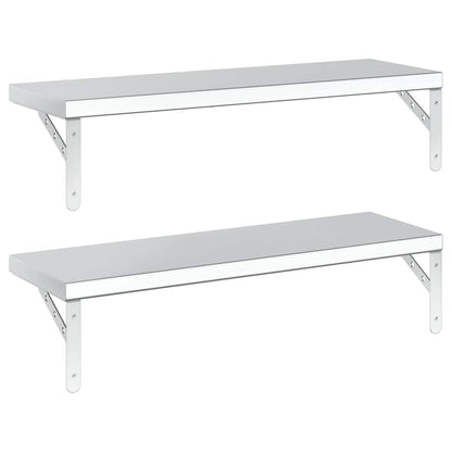 Mensole a Muro 2 pz 75x23,5 cm Argento in Acciaio Inossidabile | homemem39