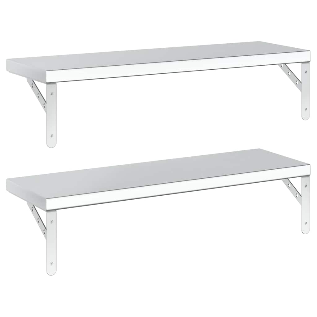 Mensole a Muro 2 pz 75x23,5 cm Argento in Acciaio Inossidabile