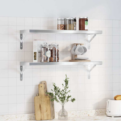 Mensole a Muro 2 pz 75x23,5 cm Argento in Acciaio Inossidabile | homemem39