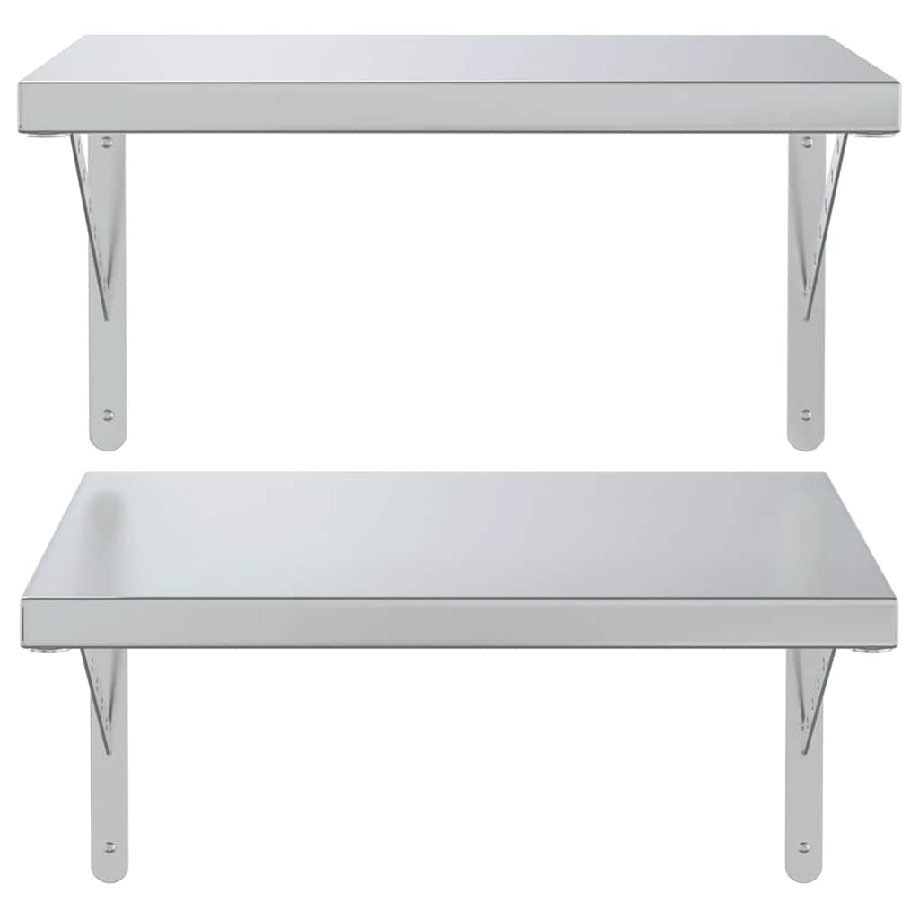 Mensole a Muro 2 pz 50x40 cm Argento in Acciaio Inossidabile | homemem39