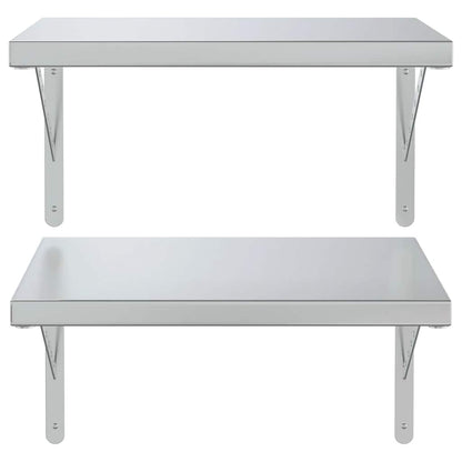 Mensole a Muro 2 pz 50x40 cm Argento in Acciaio Inossidabile | homemem39