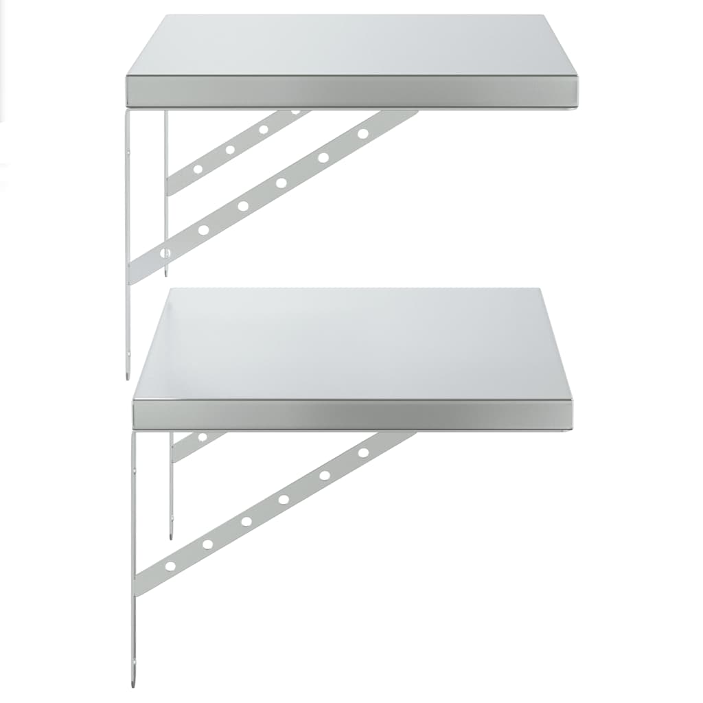 Mensole a Muro 2 pz 50x40 cm Argento in Acciaio Inossidabile | homemem39