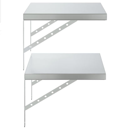 Mensole a Muro 2 pz 50x40 cm Argento in Acciaio Inossidabile | homemem39