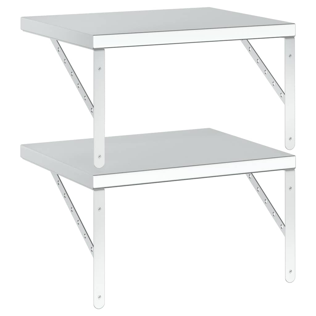 Mensole a Muro 2 pz 50x40 cm Argento in Acciaio Inossidabile | homemem39