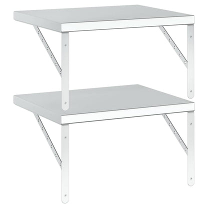 Mensole a Muro 2 pz 50x40 cm Argento in Acciaio Inossidabile | homemem39